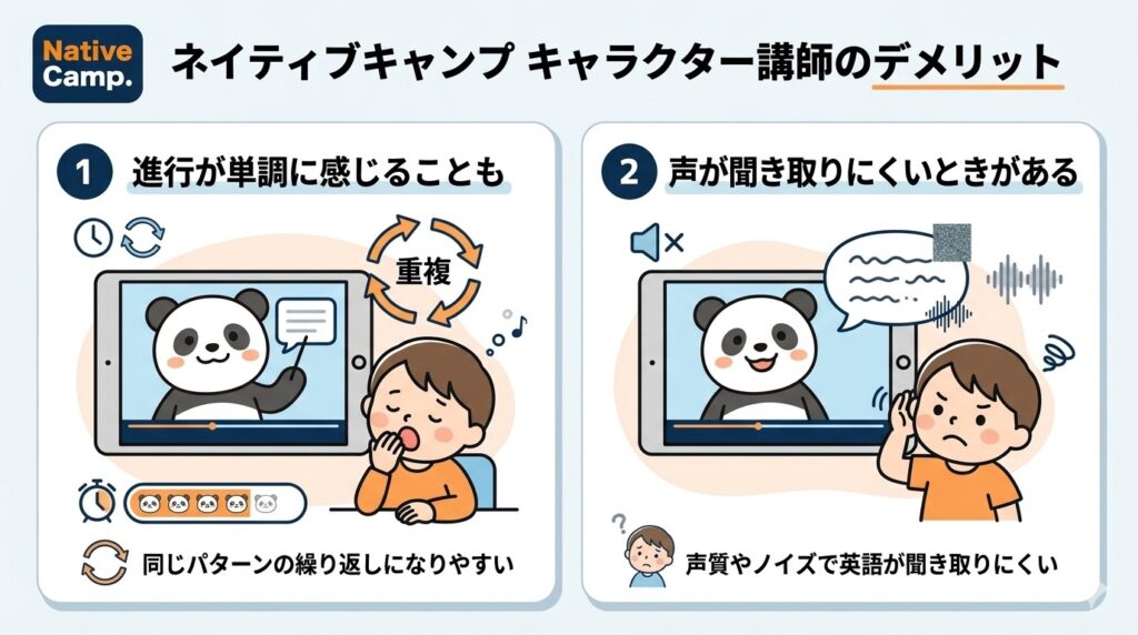ネイティブキャンプのキャラクター講師のデメリット